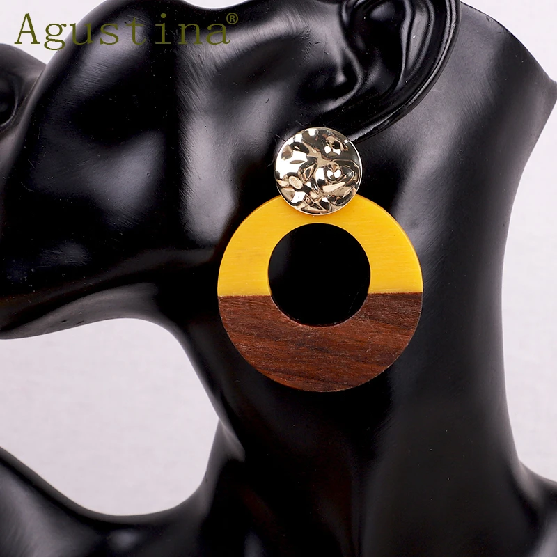 Женские Висячие серьги из смолы и дерева ювелирные изделия новые синие модные