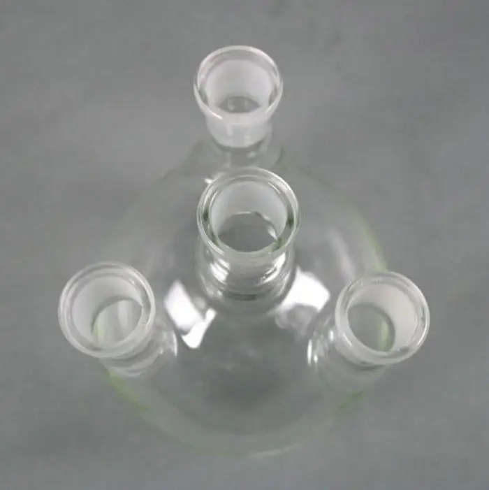 100 мл четыре прямых шеи круглая фляжка из боросиликатного стекла лабораторная