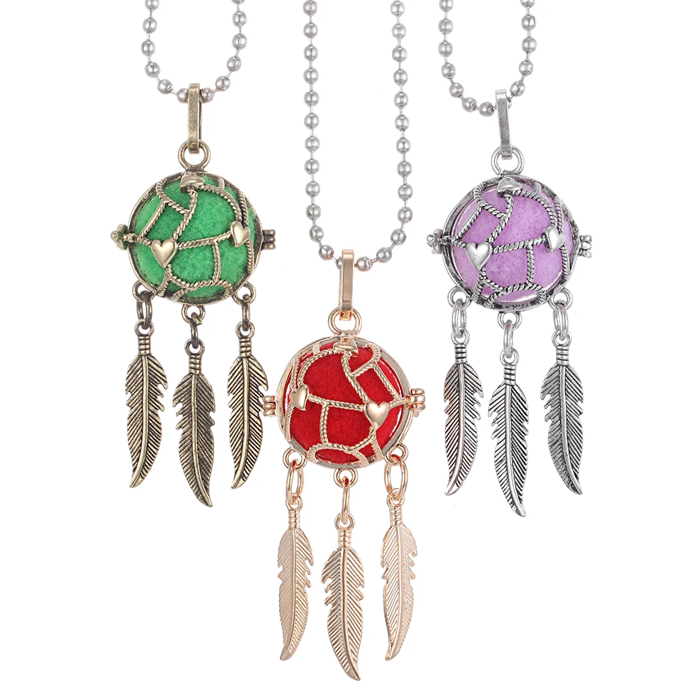 Новинка ароматерапия диффузор ожерелье винтажное бронзовое Ловец снов перо