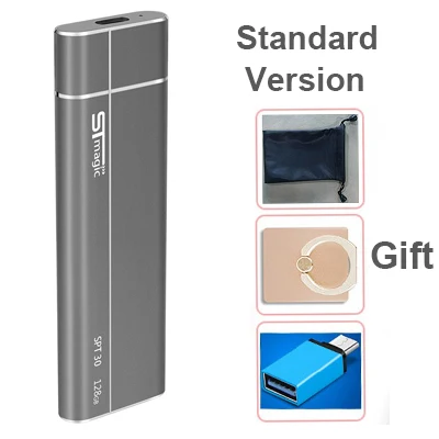 Grey Stmagic Spt30 USB 3,1 Портативный твердотельный накопитель 128 ГБ 256 512 1 ТБ 2 ТБ внешний твердотельный накопитель 480-1900 МБ/с. для ноутбука игра - Цвет: Grey