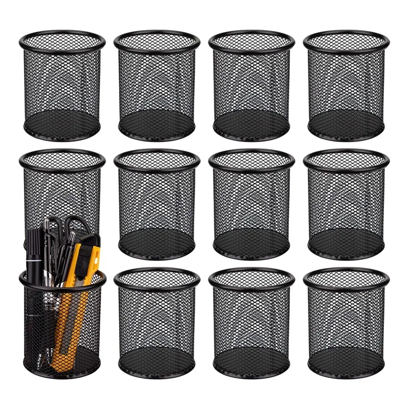 

12 шт набор металлических ручек держатель сетка Настольный держатель для карандашей Органайзер круглая ручка чашки подставка для карандаше...
