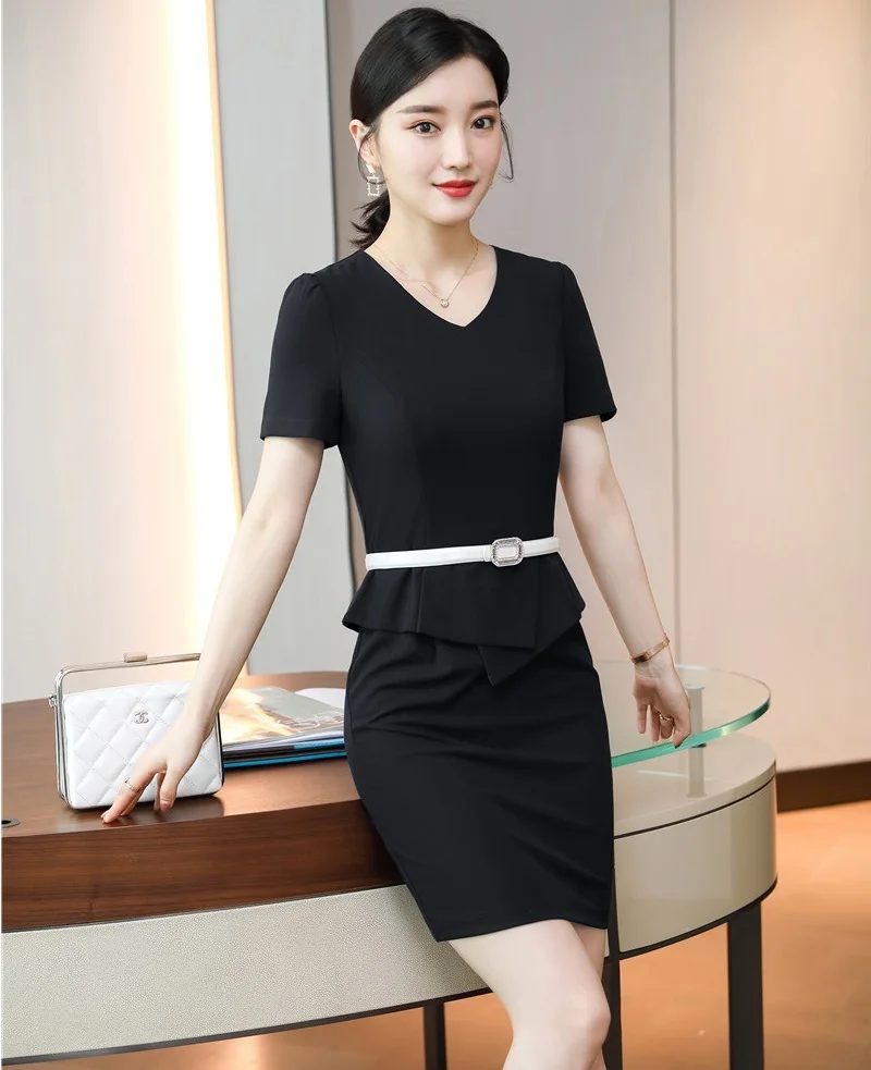 Летняя футболка с коротким рукавом стройные бедра платье для женщин бизнес