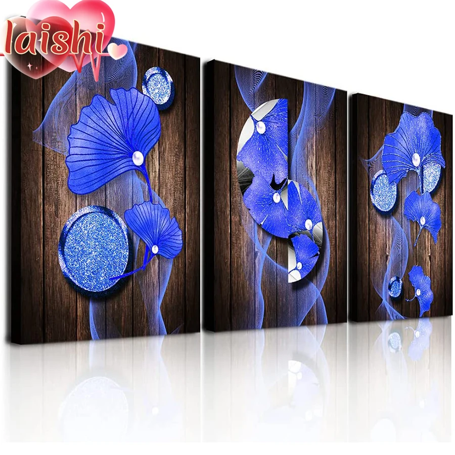 

3pcs blue ginkgo biloba Diamond embroidery full drill Square Diamond painting diamond painting Cross Stitch Rhinestone mosaic