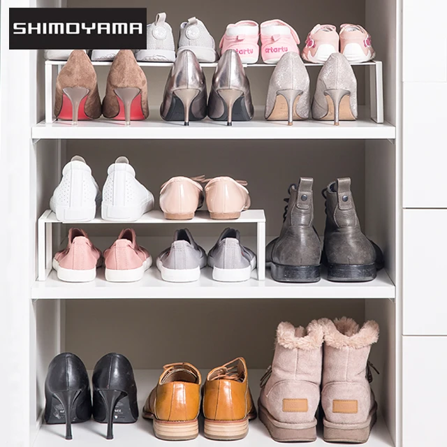 

SHIMOYAMA 1 Tier Retractable Shoe Rack Lron Storage Shelf Cabinet Holders Space Saving Wardrobe Shelves Home Kitchen Organizer