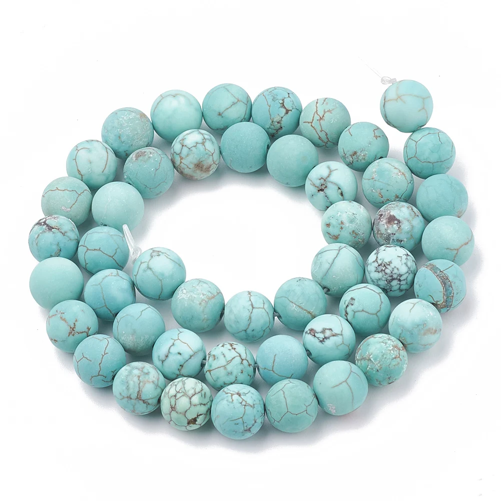

5Strands 4/6/8/10mm Natural Green Turquoise Frosted Round Beads For Necklaces Bracelets Jewelry Making DIY , Hole: 1mm