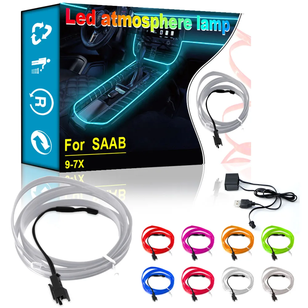 

Car USB Atmosphere Lights LED Lamp Car Interior Accessories for SAAB 9-7X 9-2X 9-5 9-3 Vector Aero Pantalla Radio Android Gripen