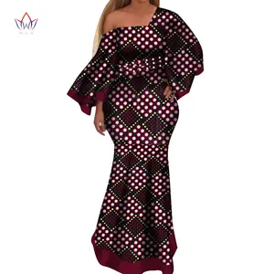 Новинка 2021, африканские платья для женщин, богатый стиль Базина, Женская африканская одежда, изящное женское платье с принтом, искусственное платье для вечерние WY4044