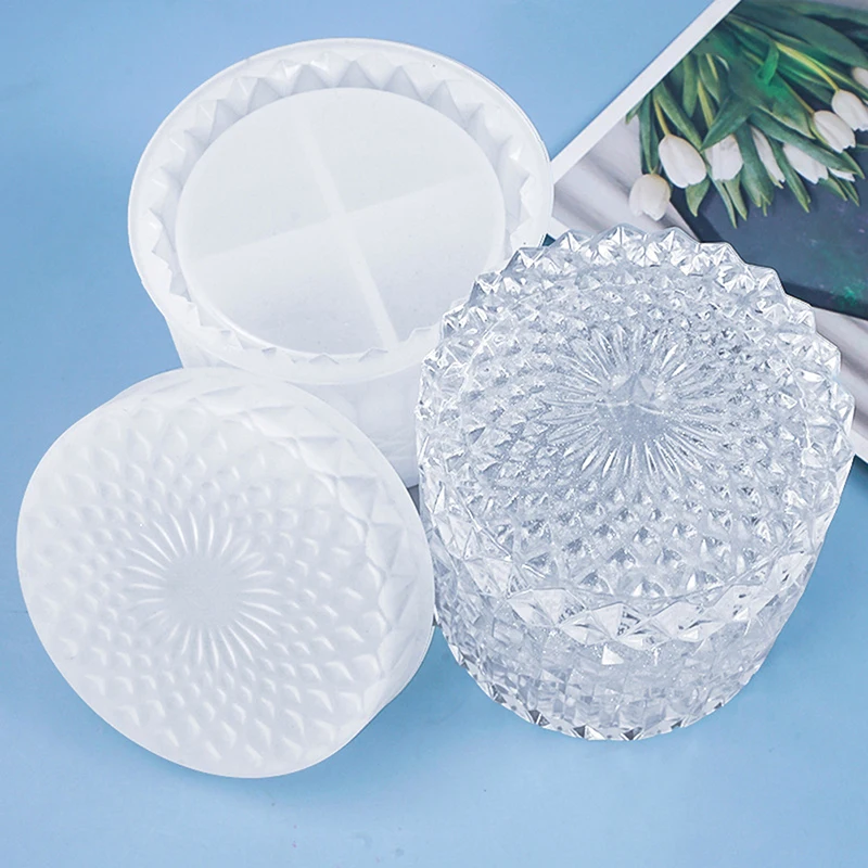 

Storage Box Silicone Mold Round Striped Candle Jar Box Design Epoxy Clay Mold