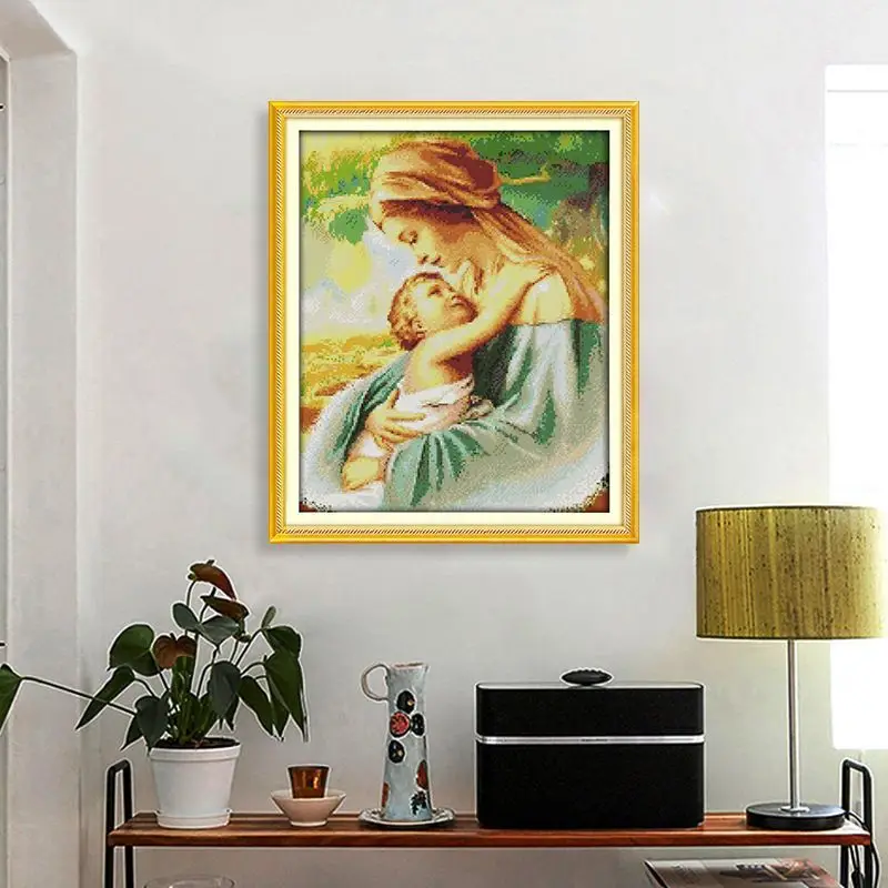 

5D «сделай сам», круглая алмазная живопись, вышивка, украшение, Набор для вышивки крестиком, картина, полная стразы, квадратная Мадонна и ребенок