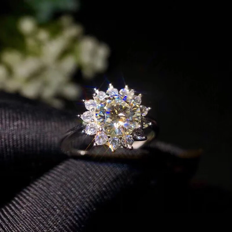 Ослепительное серебряное кольцо из моиссанита 1 2 карат круглое моиссанта