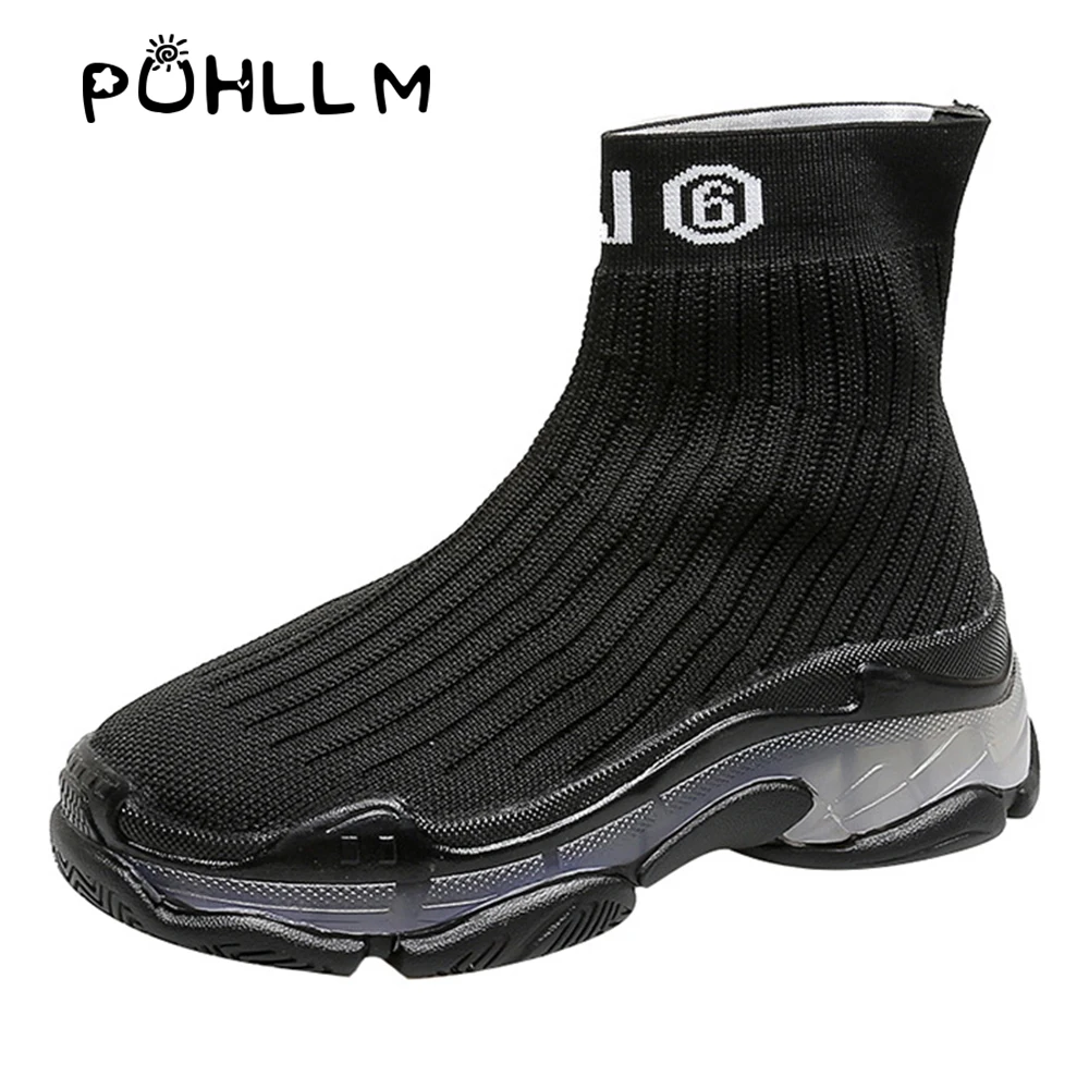 Женские вулканизированные туфли и носки Женская обувь 2019 г. Осенние повседневные