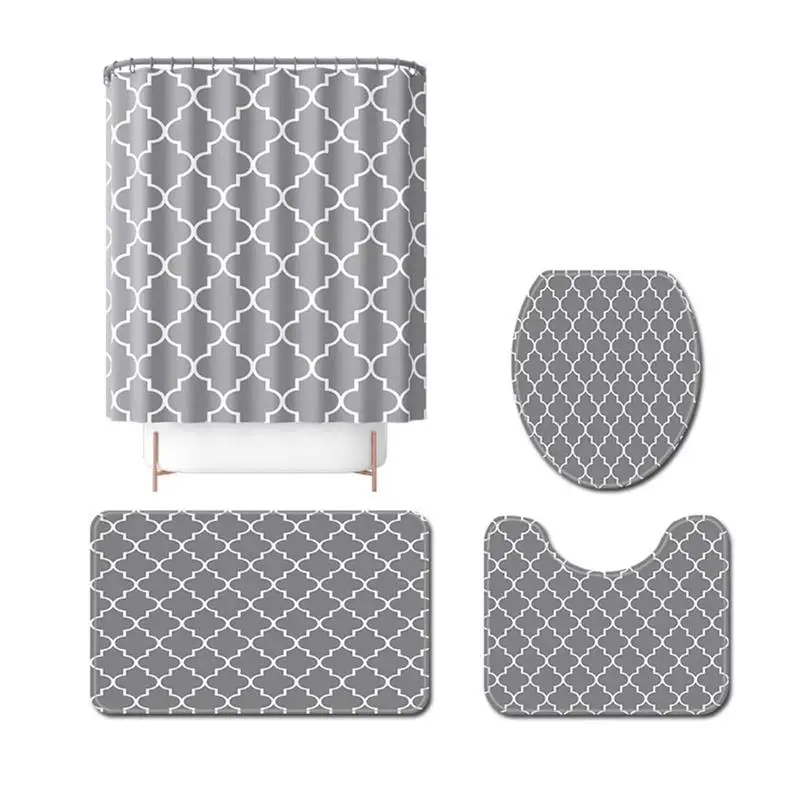 

Shower Curtain Geometric lantern pattern Waterproof Polyester Bath Curtain for Bathroom Accessories with Hooks 71 x 71 Inch