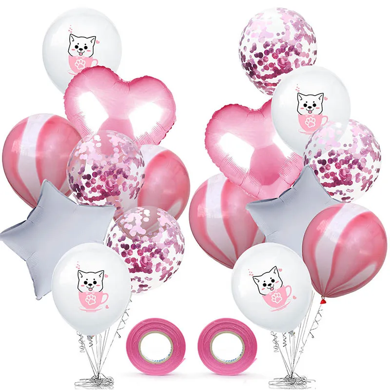 9 шт. чайная чашка для домашних животных воздушные шары в форме собак мультяшная