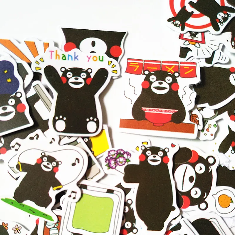 

Wholesale 50 bags Kawaii Animals kumamon Stickers DIY Cute Cartoon PVC Lovely Black Bear Adesivos For Diary Notebook Decoration