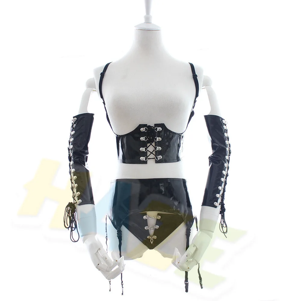 

Sexy Bondage Open Chest Bra Lingerie Bra Thongs Panties Harness Leather Armband