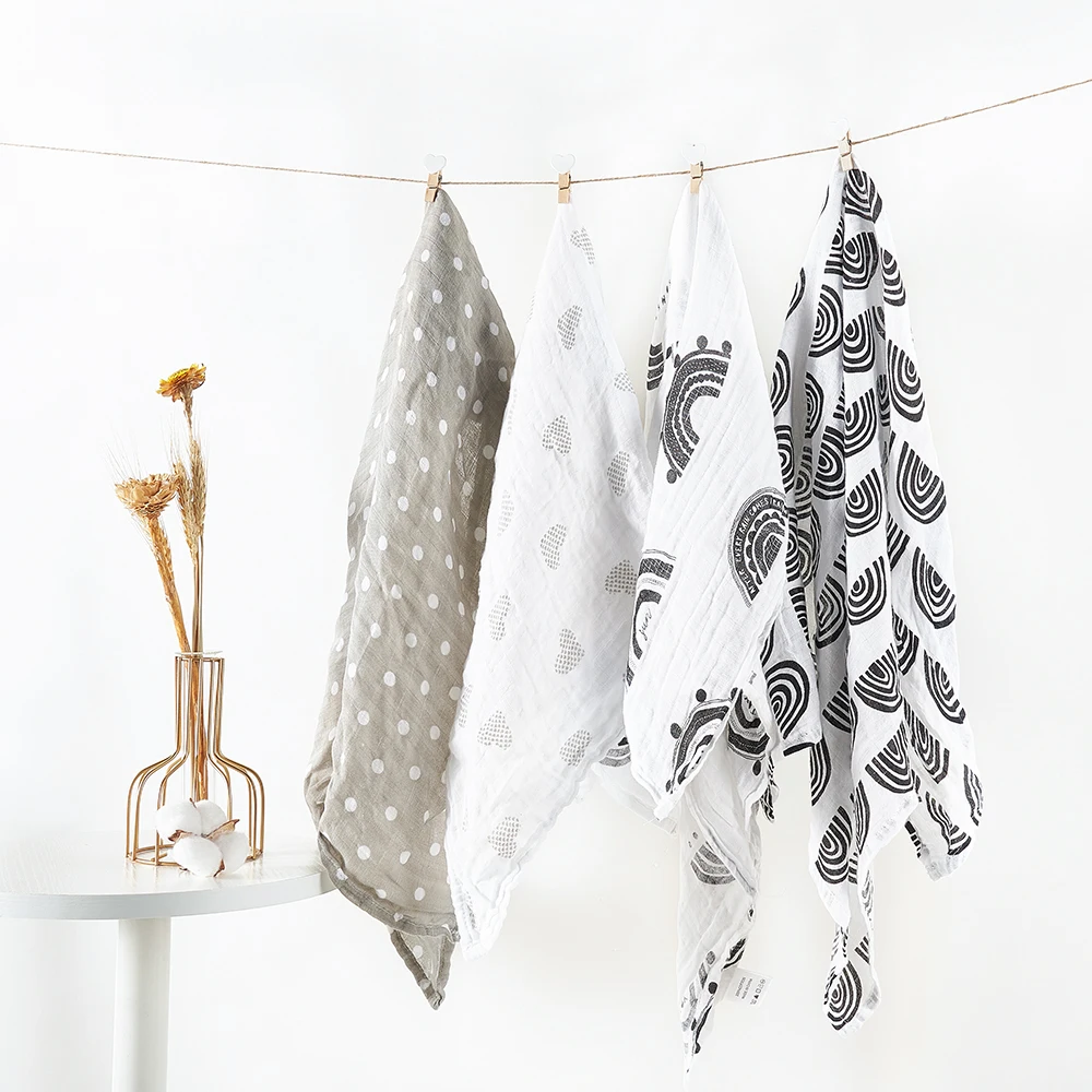 Kangobaby #My Soft Life# All Season 60x60 100% Cotton Baby Muslin Bib Fashion Infant Scarf Newborn Burp Cloth Set |