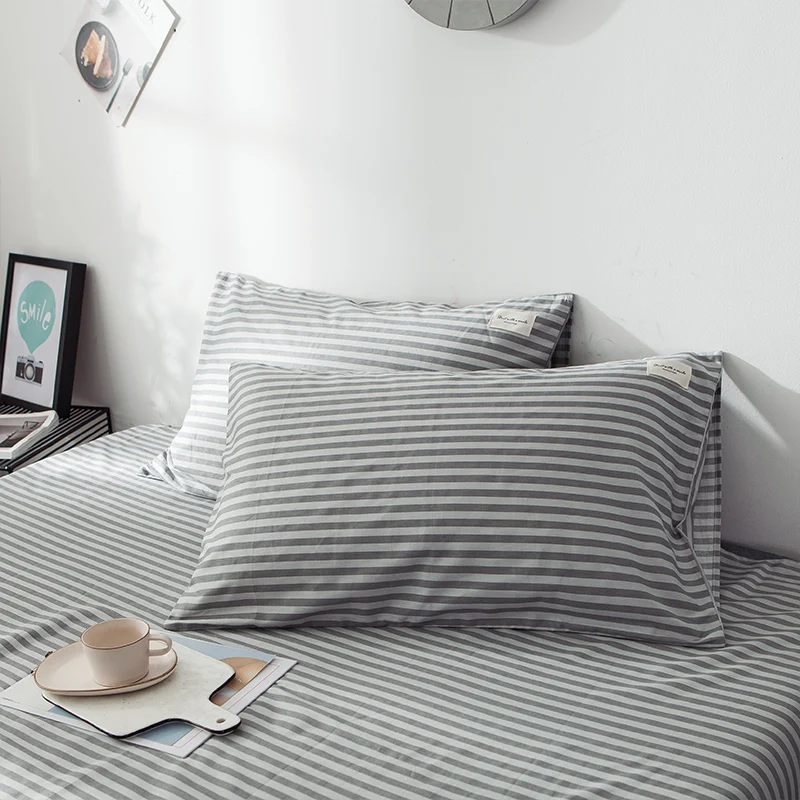 

2 standard striped cotton pillowcases classic home bedding printed winter pillow cover without zip 48x74cm free shipping