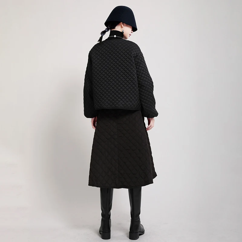 

Size Black Big Short Cotton-padded Coat Long Sleeve Loose Fit Women Parkas Fashion Tide New Autumn Winter 2021 1DD2161