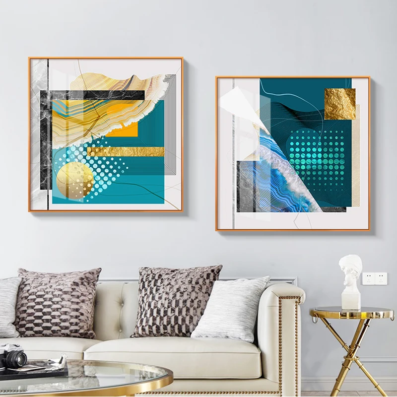 Абстрактная Золотая фольга холст живопись уникальный постер и печать модные