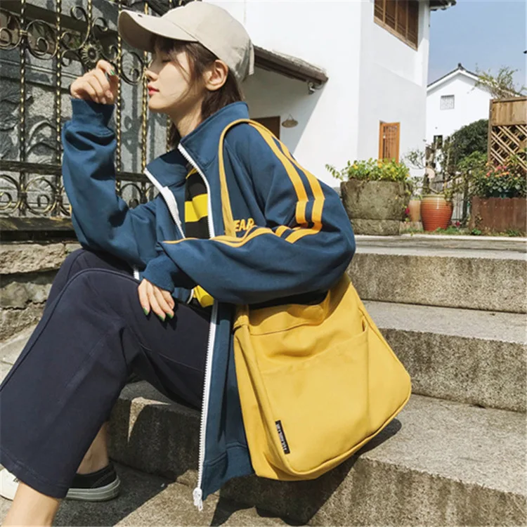 Женские сумки через плечо для девочек 2020 новые модные простые холщовые