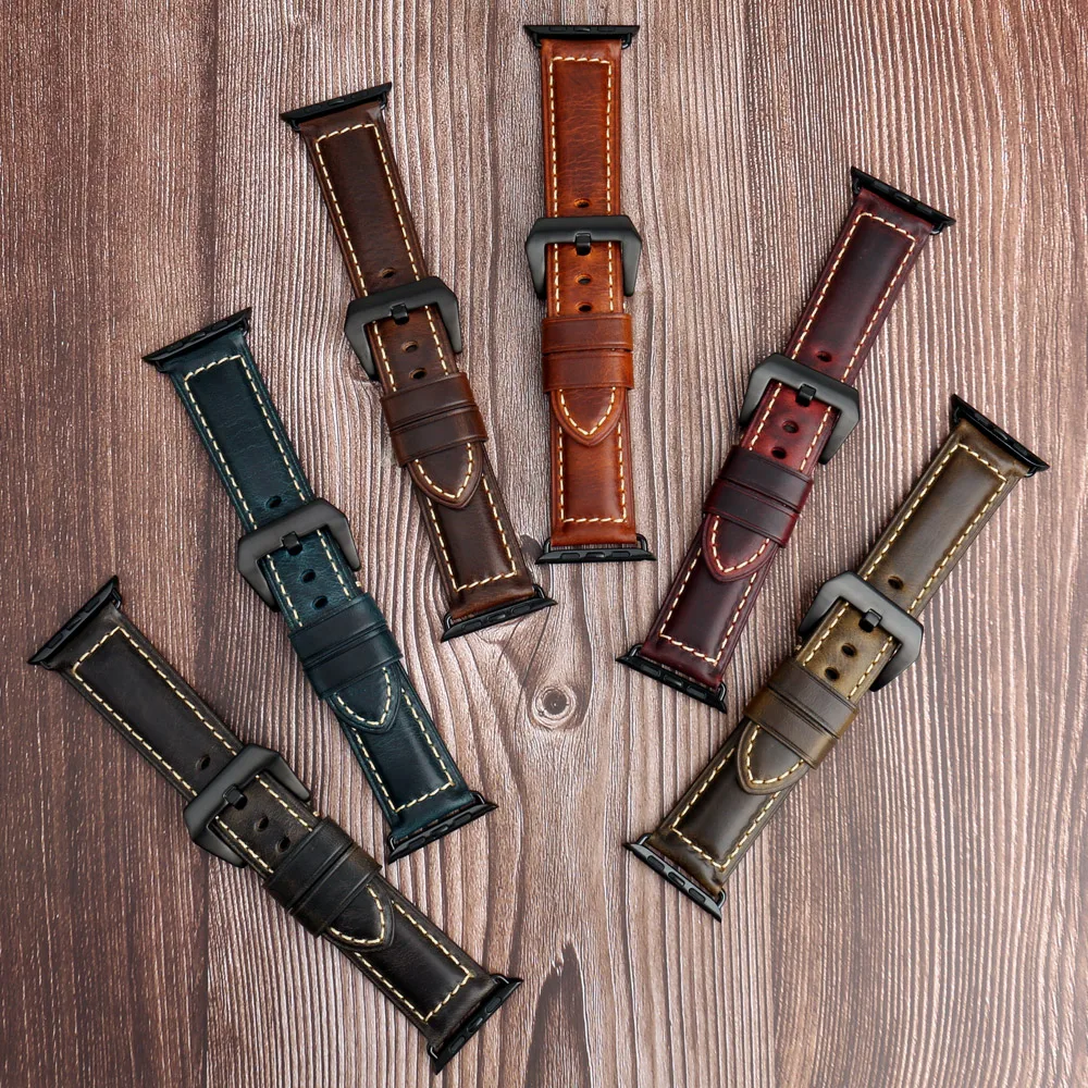 MAIKES Italian cow leather watch band vintage watchbands for apple 42mm 38mm Series 3 2 1 iwatch 4 strap 44mm 40mm | Наручные часы