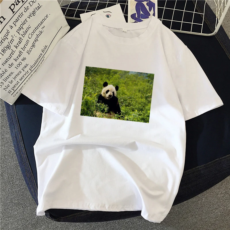 

2020 Summer Women T-shirt Panda theme Printed Tshirts Casual Tops Tee Harajuku 90s Vintage White tshirt Female Clothing