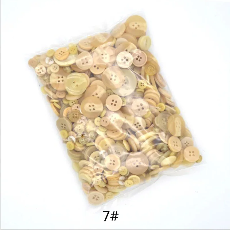 7 beige 600 шт./лот L/M/S Смешанная загрузка смолы кнопка швейные пуговицы ремесла для DIY скрапбукинга детская одежда пуговицы - Цвет: 7 beige