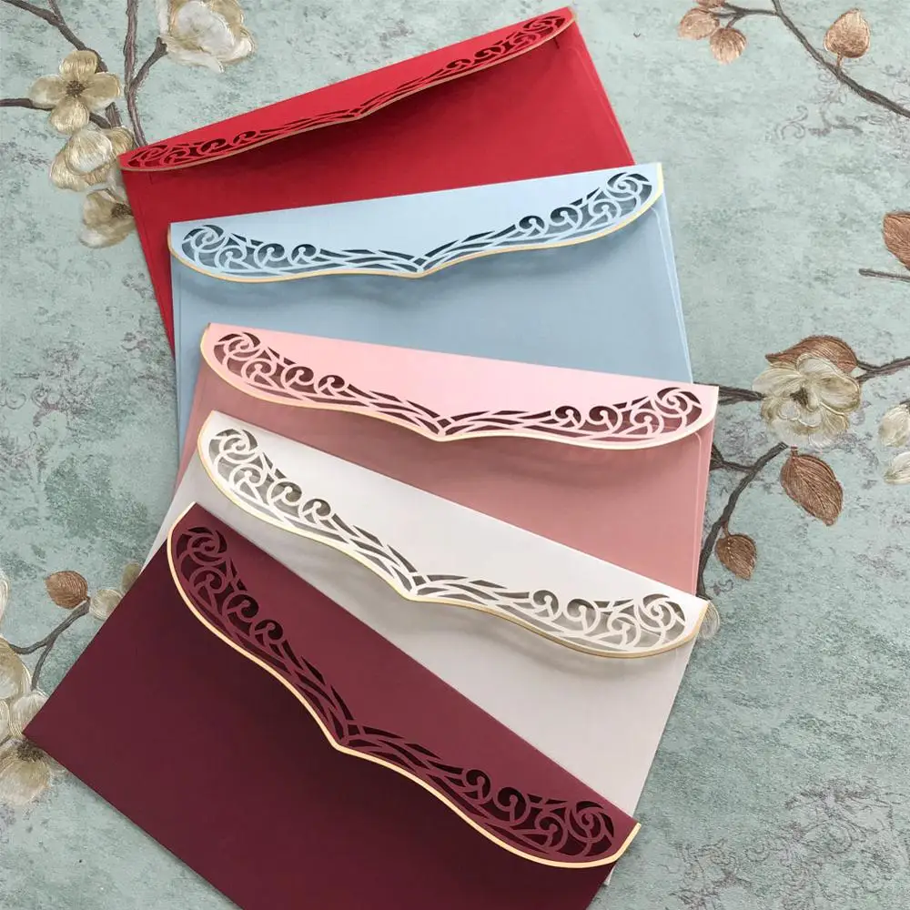 50pcs/lot Little Pink Craft Paper Envelope Wedding Invitation Card Formal Business Letter Cover Sculpture Design | Дом и сад