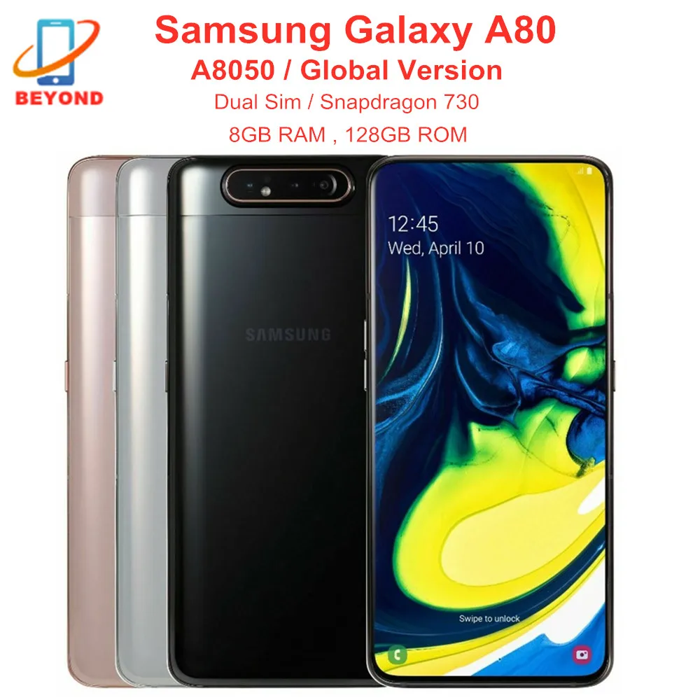 

Samsung Galaxy A80 Dual Sim A8050 Mobile Phone 8GB RAM 128GB Octa Core 6.7" Triple Camera Snapdragon 730 NFC Original Cell Phone