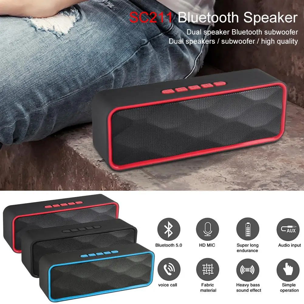 Портативный Bluetooth 5 0 динамик Мультимедиа USB Сабвуфер автомобильный беспроводной