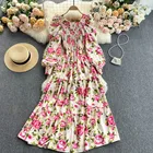 Женское весеннее платье-трапеция, с квадратным вырезом и длинным рукавом, с принтом, винтажная одежда в стиле Харадзюку, S079