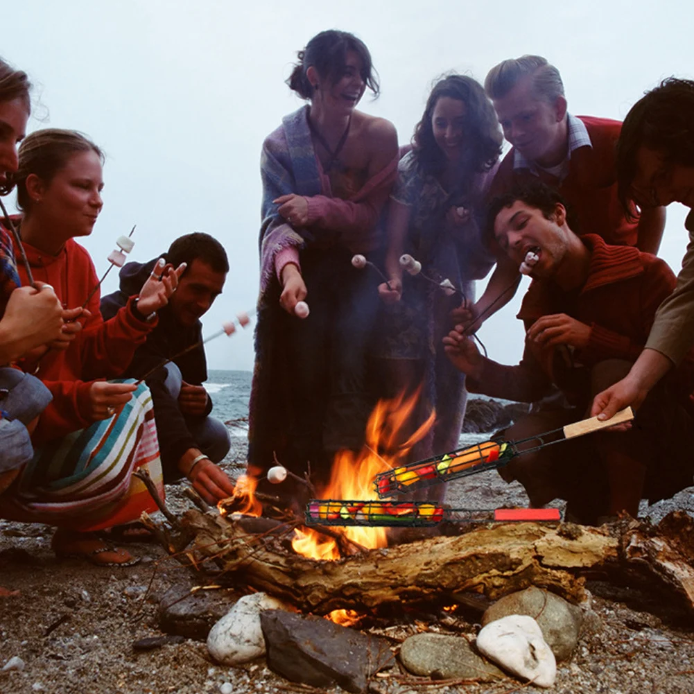 Металлическая сетчатая подставка для хот-догов корзина барбекю колбасы гриля