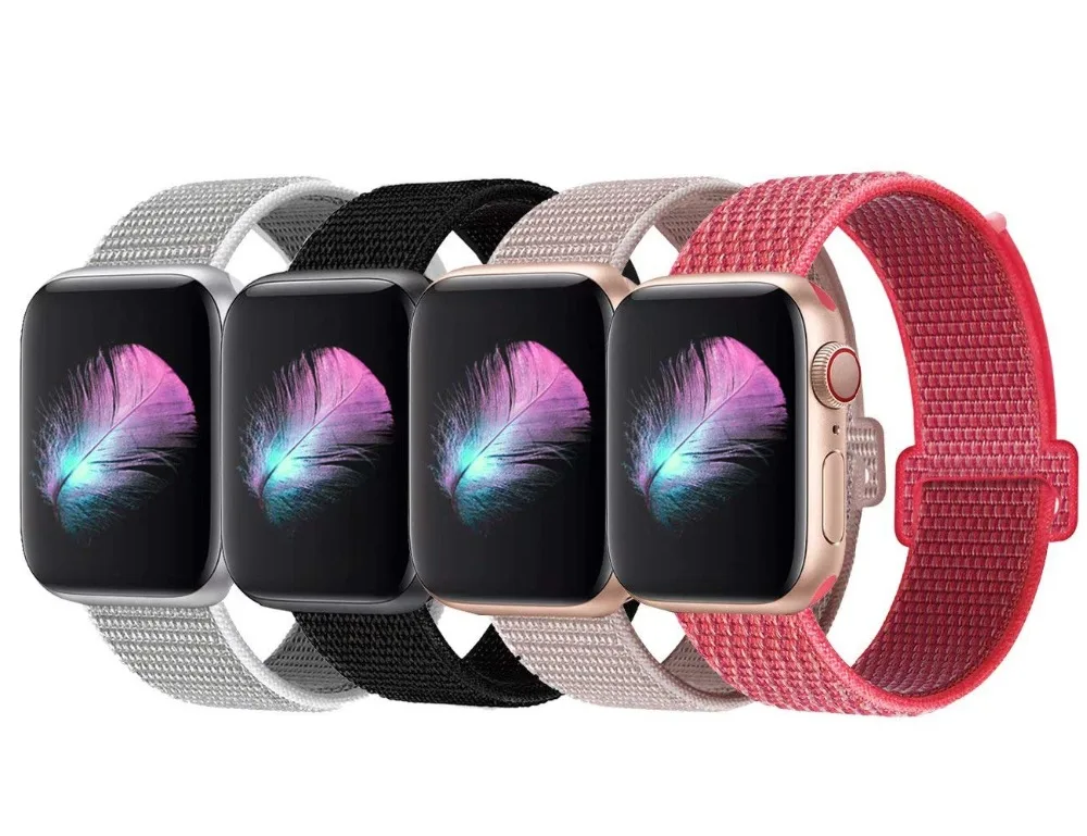 Нейлоновый ремешок для наручных часов Apple Watch 4 серии 3/2/1 38 мм 42 мм из мягкой дышащей ткани, сменный спортивный петля для наручных часов iwatch серии 4 40 мм 44 мм