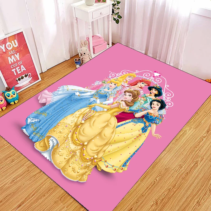 

Princess Print Mat Rug Anti-slip Carpet Disney Floor Mat Kids Girls Rugs Door Mat Living Room Playmat Home Decor Crafts Custom
