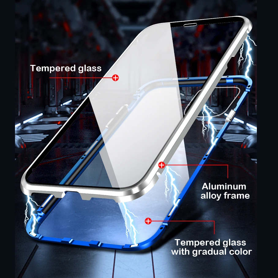 Магнитный чехол с градиентной адсорбцией для iPhone 8 7 Plus HD металлический из