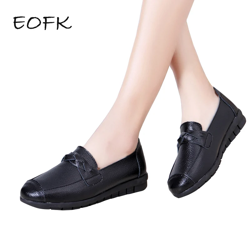 Женские мокасины из сплит кожи EOFK черные удобные лоферы на плоской подошве