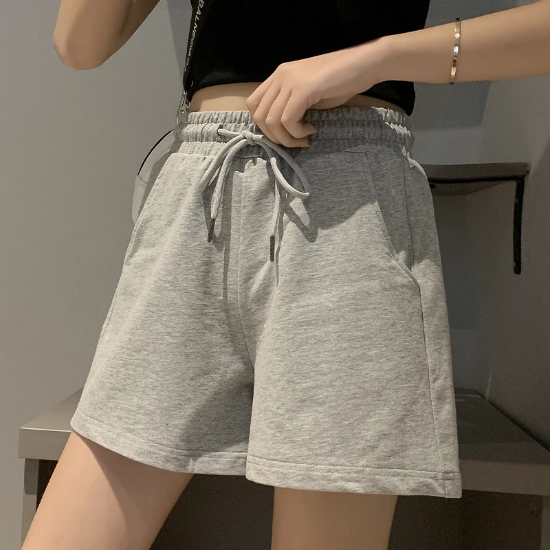 

Summer Solid color Streetwear womens shorts high waist short harajuku wide legs hot sale cotton size vintage jogger Sweatpants