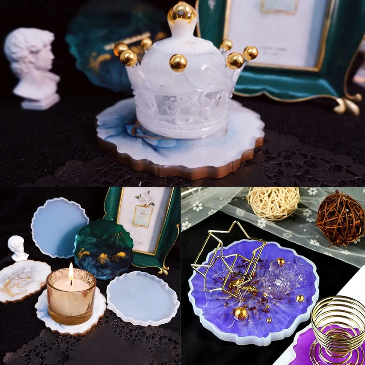 Форма силиконовая для подноса из искусственного агата эпоксидная смола форма