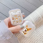 Чехол-накладка для Airpods 1, 2, беспроводные Bluetooth мягкий прозрачный чехол, с изображением корги чехол для гарнитуры наушников