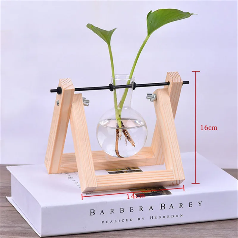 Wooden-Single vase Высококачественный деревянный стенд стеклянный террариум контейнер Гидропоника цветочный горшок для выращивания растений настольная ваза DIY домашний офисный, Свадебный декор - Цвет: Wooden-Single vase