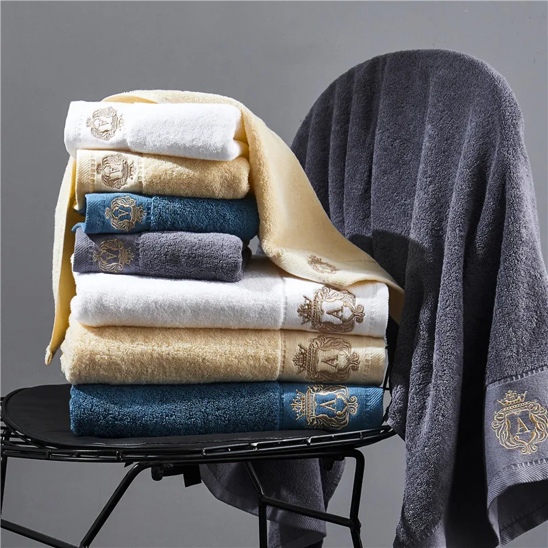 

Cotton Solid White Blue Beige Purple 35x75cm+70x140cm Women Bathroom Super Absorbent Washcloths Bath Towel