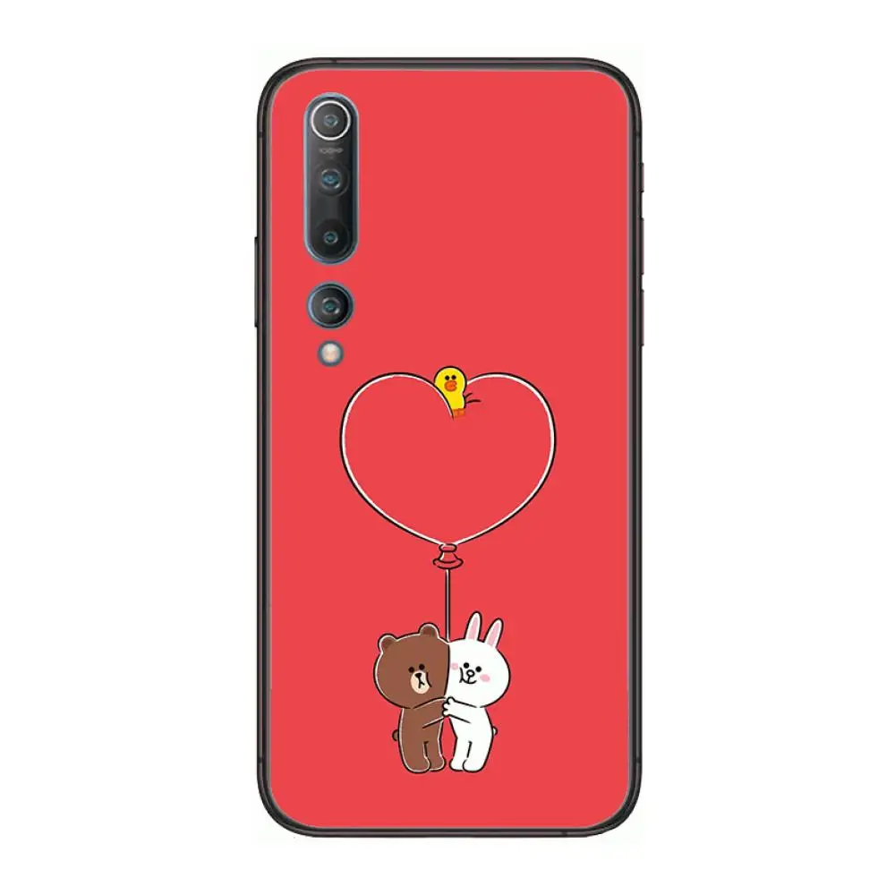 

Cute Cartoon Bunny Rabbit and Brown bear Phone Case For xiaomi mi11 5g 10 liti Ultra 9Pro SE 3 8 Note Anime Black Cover Silicone