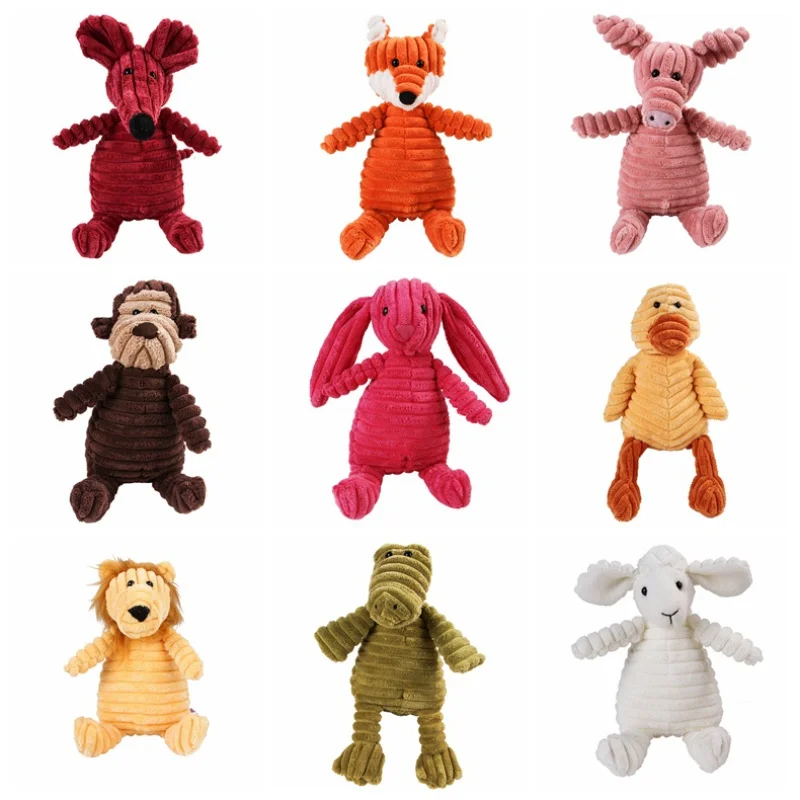

14 Animals Dog Chew Squeak Toys Corduroy Pet Rope Toys Puppy Sound Toy Training Interative Throw Pick Up Bone Toy