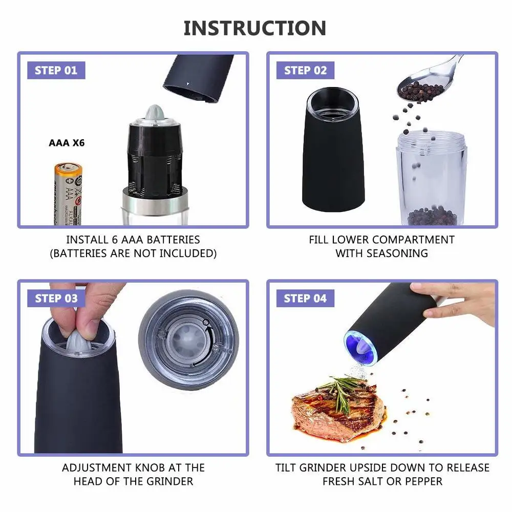 Гравитационный Электрический перец мельница на батарейках автоматическая для