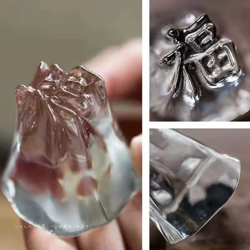 Cubierta de vidrio hecha a mano, cubierta de cristal de olla de vidrio, decoraci&oacute;n transparente de diamante, accesorios de juego de t&eacute; de Kung Fu, ceremonia del t&eacute;-3