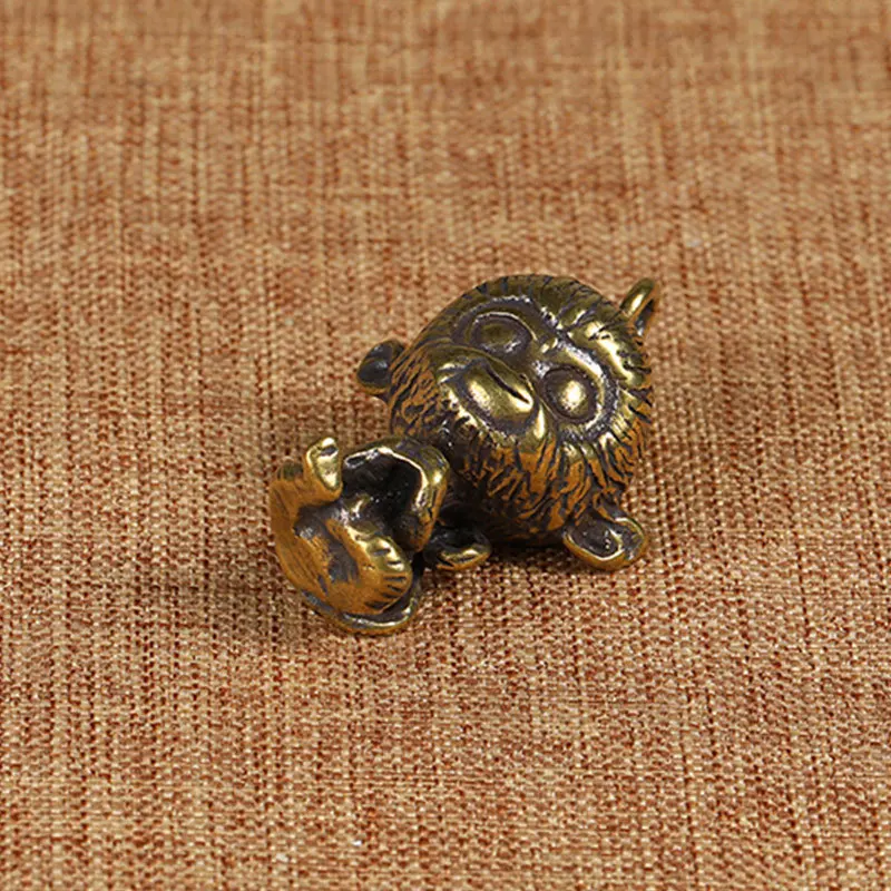 Латунный брелок с мультяшной обезьянкой для ключей винтажный медный большой