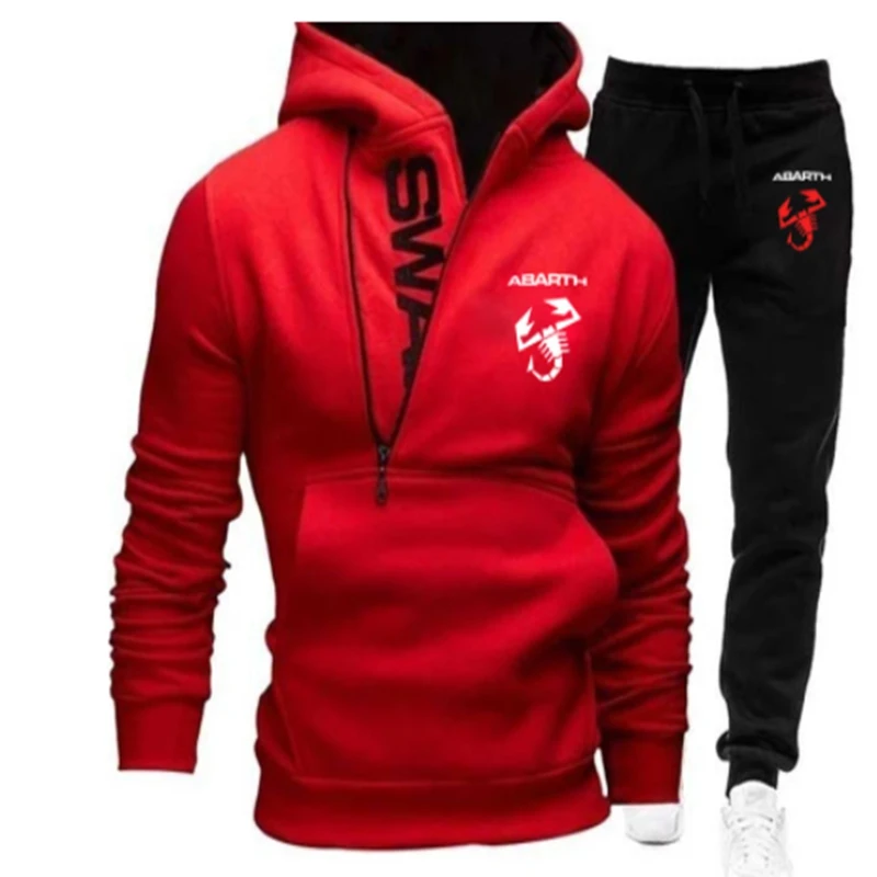 

2021 NEW ABARTH logo cotton Hoodie sports set Fashion casual Autumn Winter Hot sale Zipper Sweatshirt+sweatpants