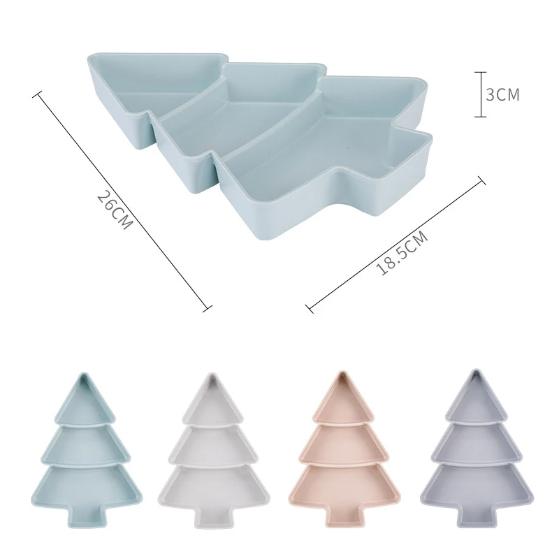 

Household Plastic Tree Shape Nuts Fruits Plates Christmas Tree Snack Serving Dishes Tray-30