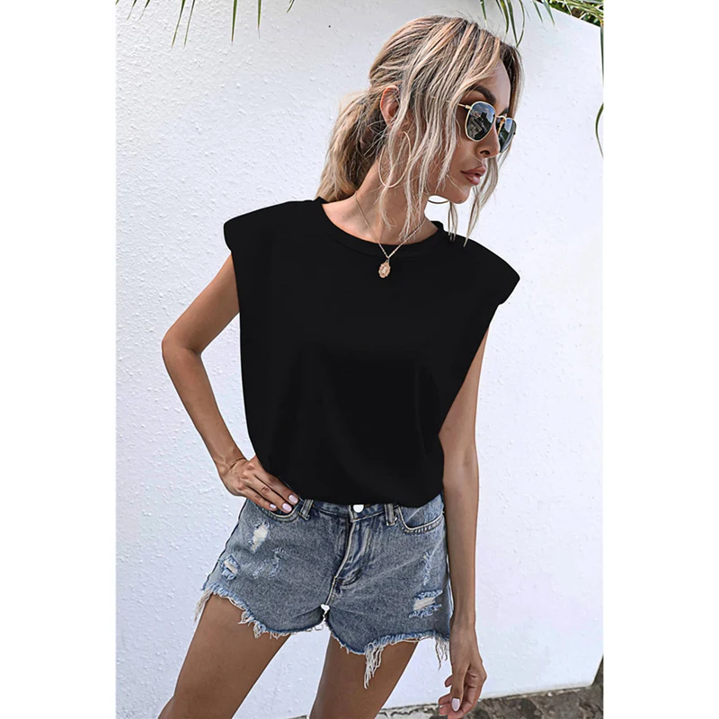

2 Pcs Casual Loose Tank Tops Summer Sleeveless Top Women T-Shirt Basic Knitwear Top M Size, White & Black