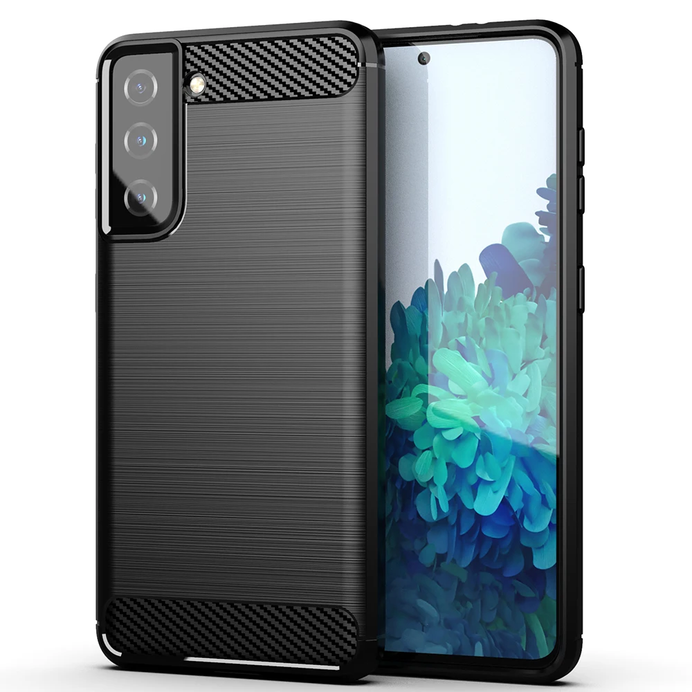 Противоударный силиконовый бампер из углеродного волокна для Samsung S21 S30 Plus S20 FE S10 S9